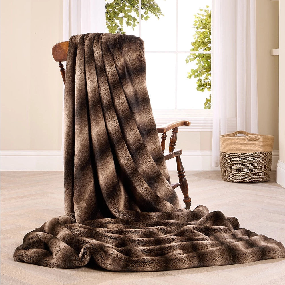 Taupe Rabbit Alaska Faux Fur Throw - Size Choice | Annie Mo's3