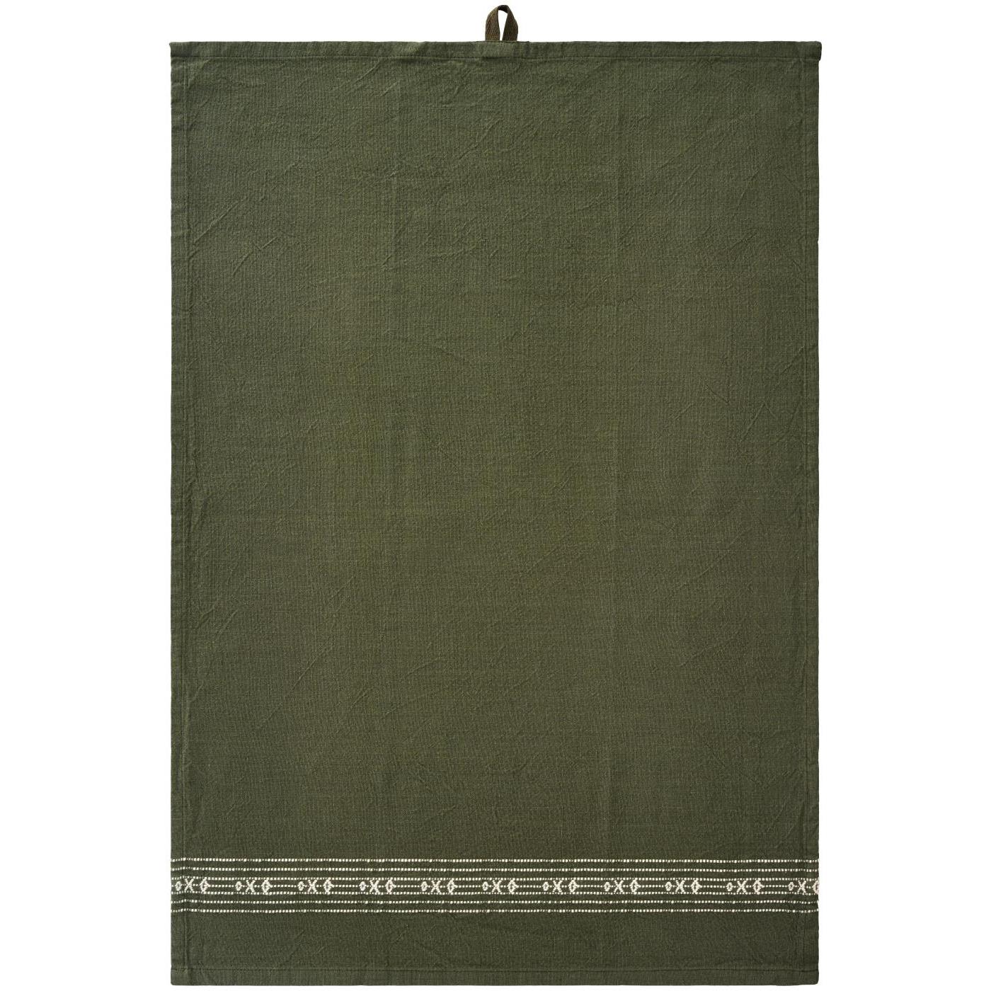 Tea Towel Sabine Moss Green with Woven Pattern | Annie Mo's