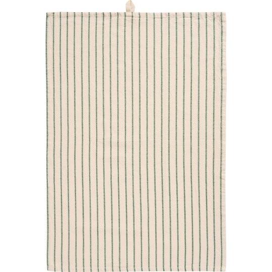 Tea Towel with Natural and Narrow Green Stripes 50cm x 70cm | Annie Mo B