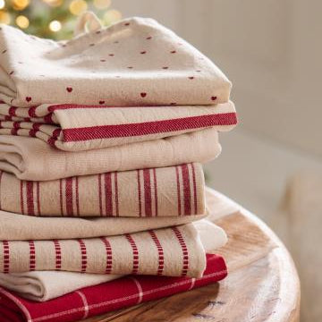 Tea Towel with Red Horizontal Stripes 50cm x 70cm | Annie Mo's B