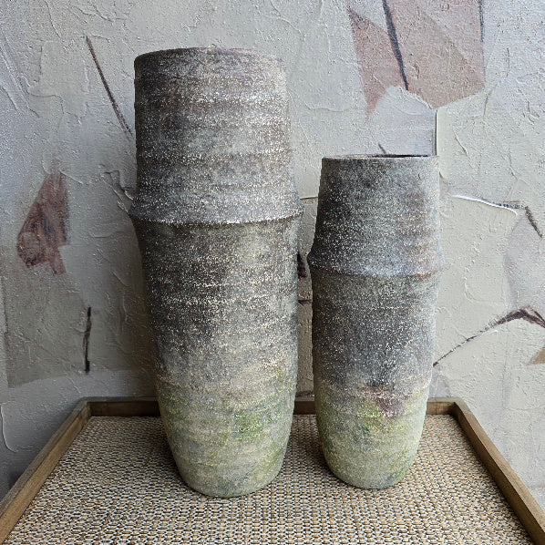 Terracotta Aged Effect Narrow Vase Pair 2