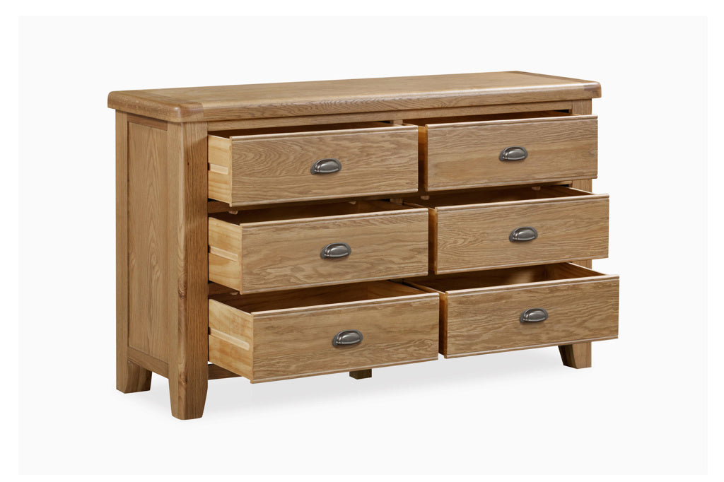 Tewkesbury Six Drawer Wide Chest of Drawers 140cm Wide