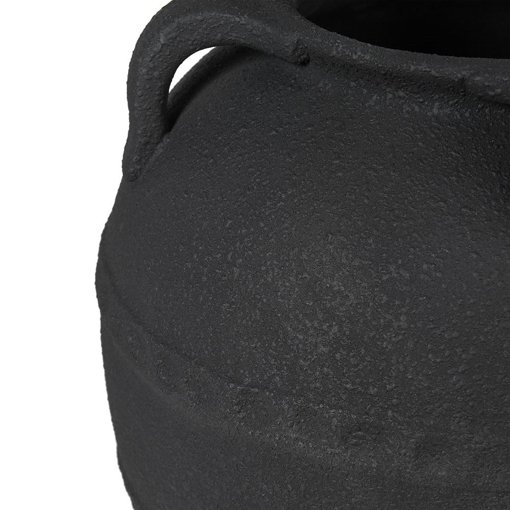 Textured Black Terracotta Vase 38cm-C