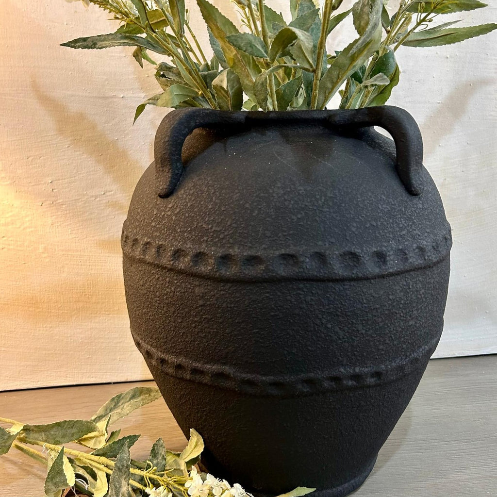Textured Black Terracotta Vase 38cm C