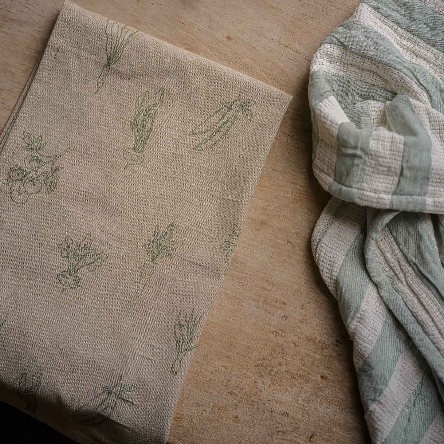 The Vegetable Patch Tea Towel Pack - Pea Green | Annie Mo's