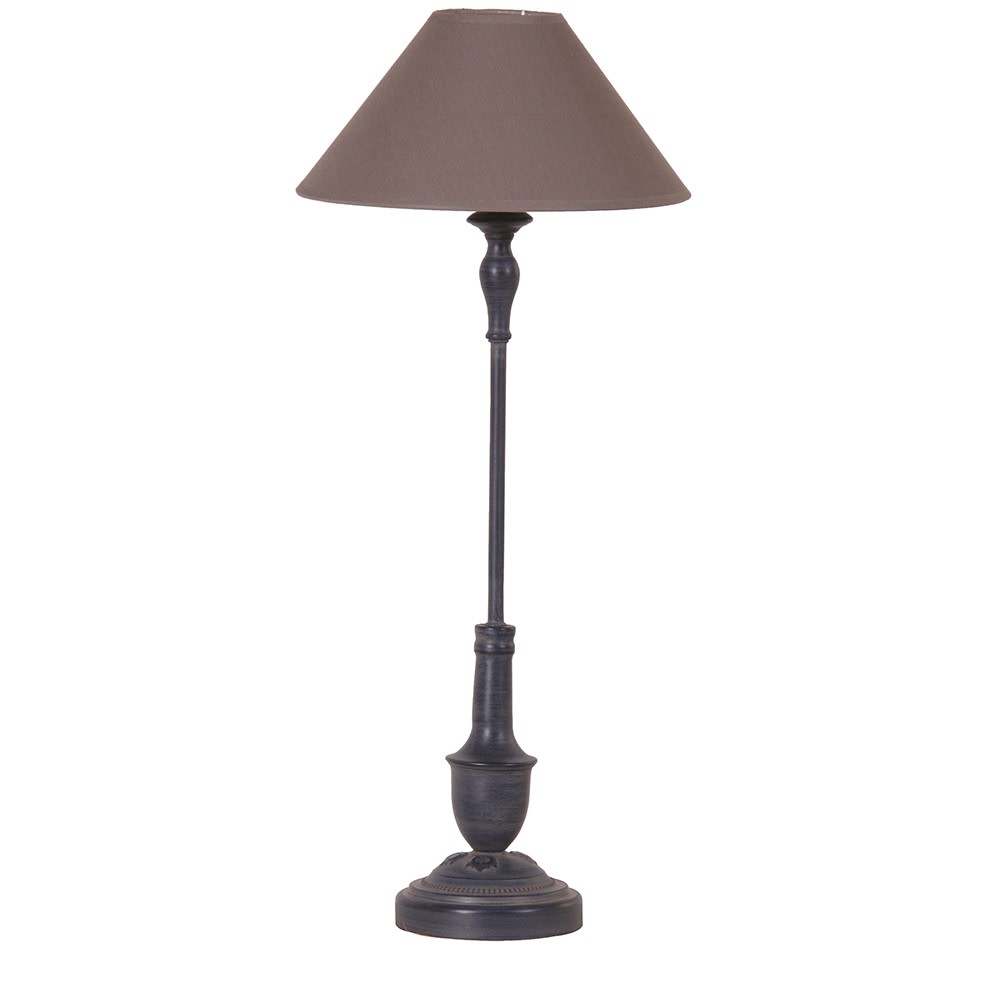 Black Thin Bedside Table Lamp with Cotton Shade