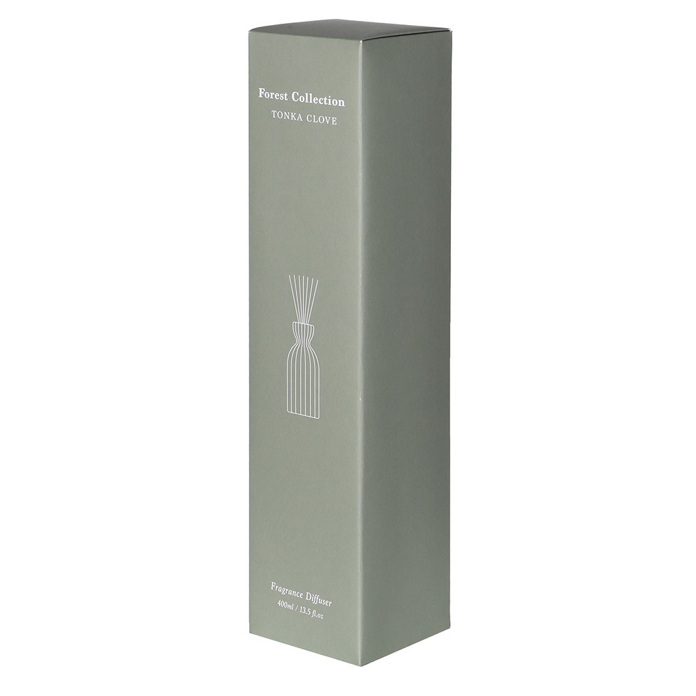 Tall rectangular gray box with 'Forest Collection' branding on a white background