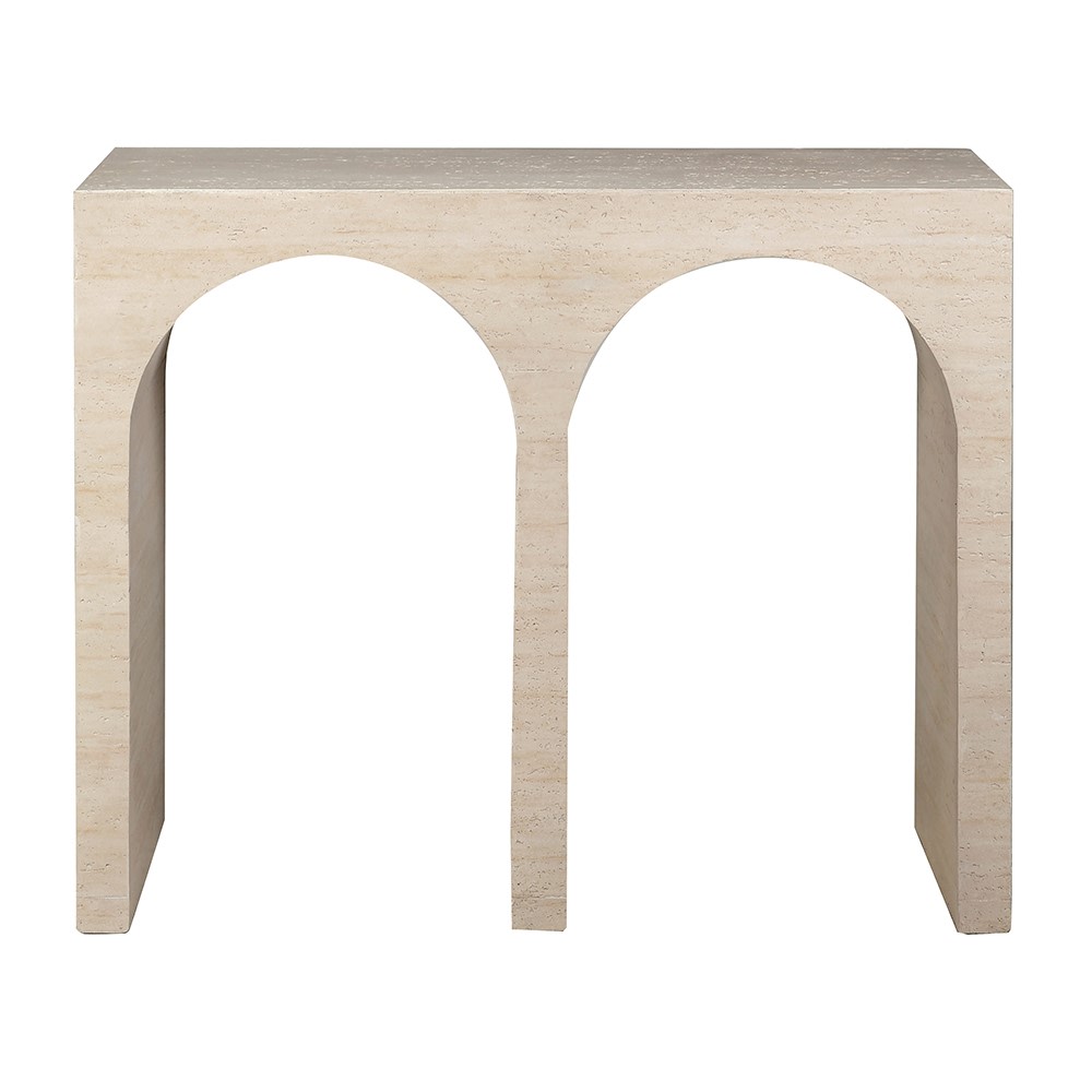 Travertine Effect Double Arch Console Table 98cm | Annie Mo's