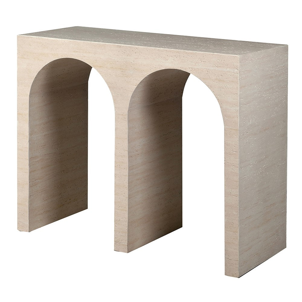 Travertine Effect Double Arch Console Table 98cmD