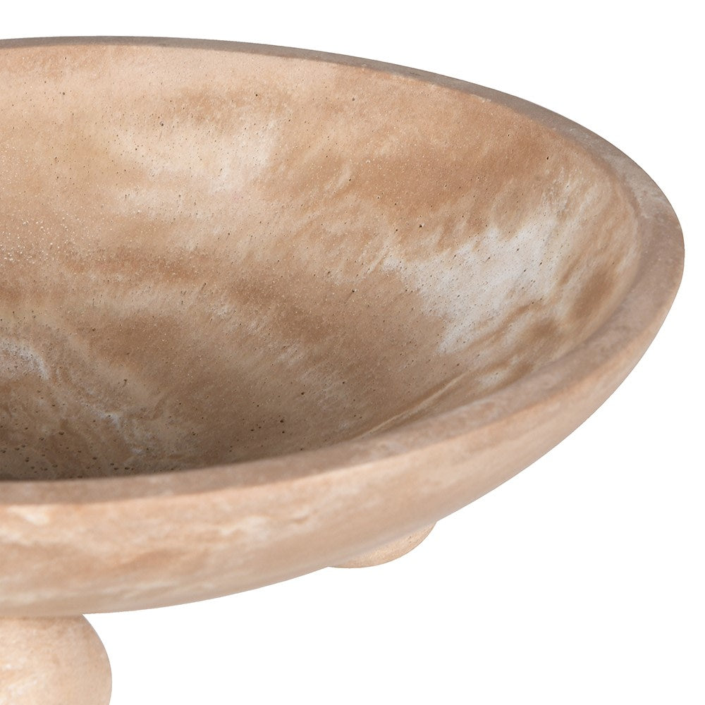 Travertine Effect Footed Bowl 33cm