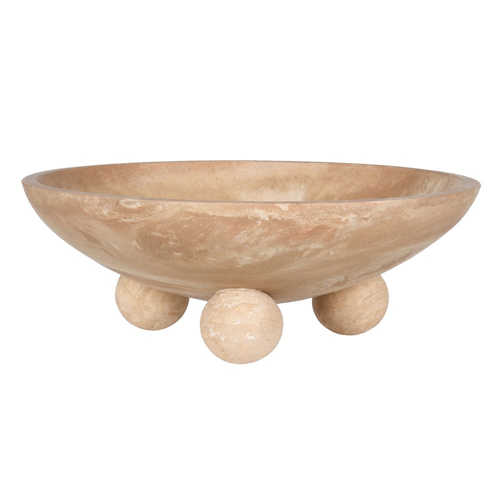 Travertine Effect Footed Bowl 33cm | Annie Mo's