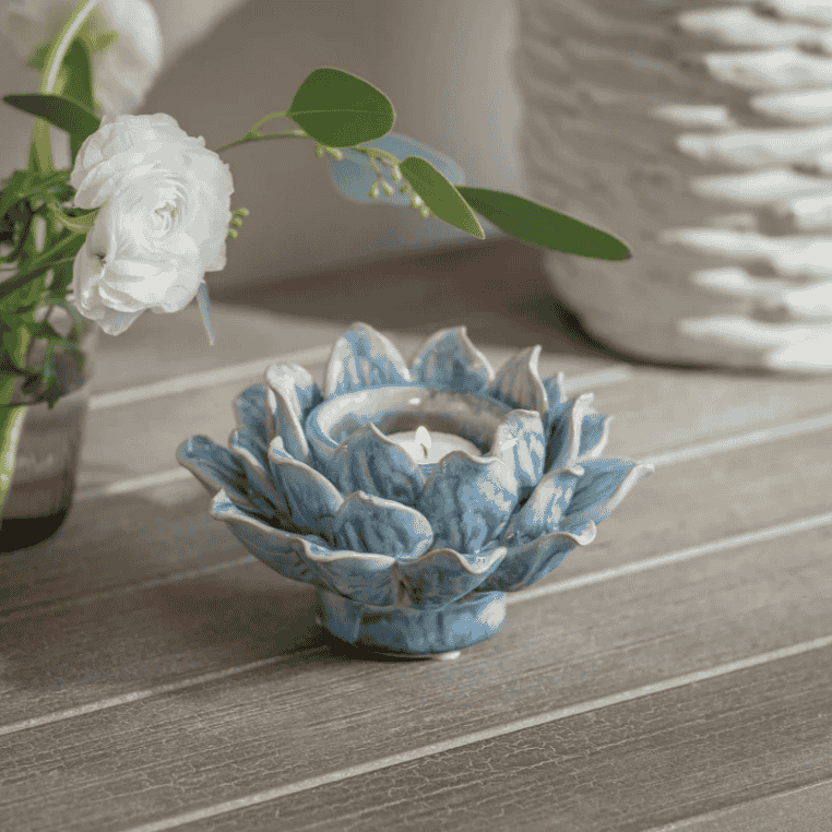 Tresco Azure Blossom Candle Holder 16cm | Annie Mo's