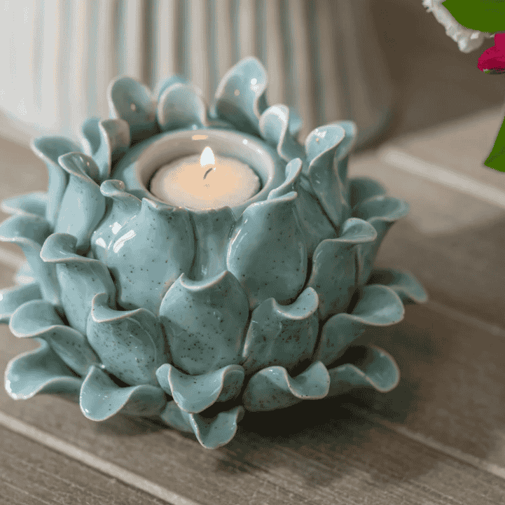 Tresco Sage Petal Candle Holder 15cm B | Annie Mo's