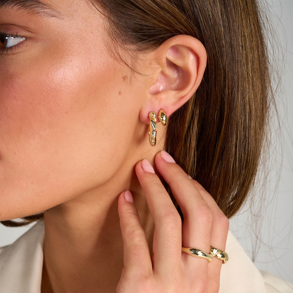 Serenity Huggie Hoop Earrings Gold