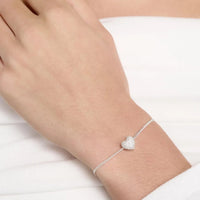 Pave Heart Bracelet Silver | Annie Mo's