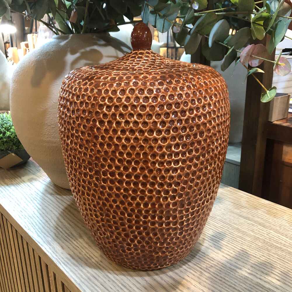 Umber Dimpled Ceramic Jar