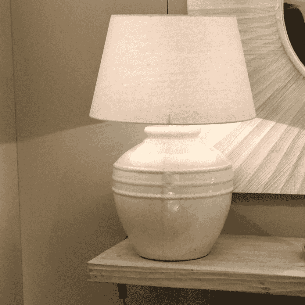 Rustic Textured Neutral Table Lamp with Linen Shade