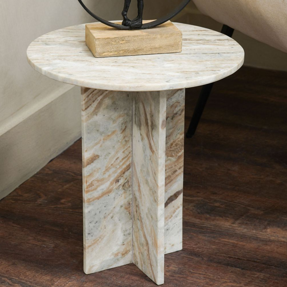 Cavallo Fantasy Brown Marble Side Table 42cm | Annie Mo's