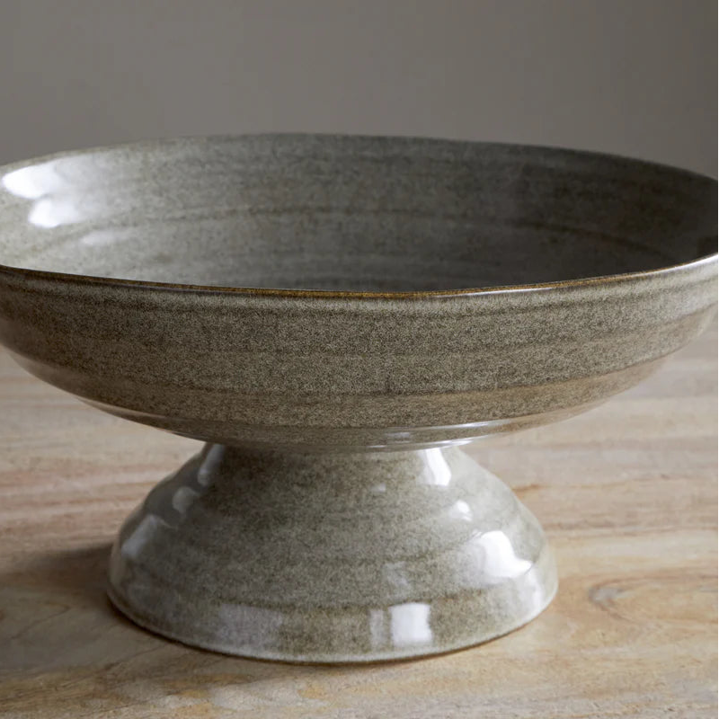 Valinha Earthenware Footed Bowl - Grey 23cm | Annie Mo's C
