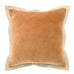 Orange cushion with beige trim on a white background