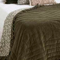 Agatha Velvet Ruffle Hand Block Print Bedspread 140x220cm | Annie Mo's