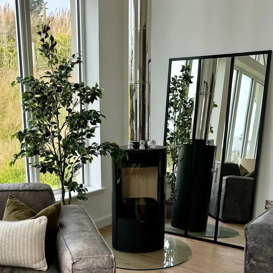 Variegated Ficus Tree in Black Plastic Pot 195cm