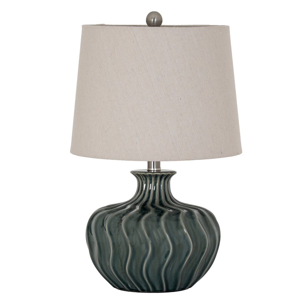 Veyla Ceramic Table Lamp With Linen Shade 51cm
