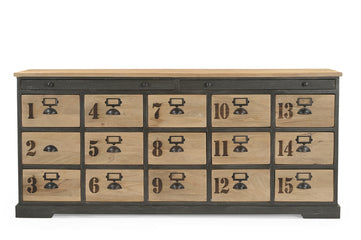 Vintage Industrial 15 Drawer Sideboard 200cm-C