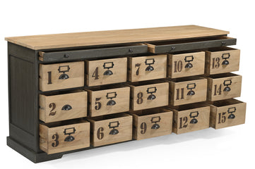 Vintage Industrial 15 Drawer Sideboard 200cm-B