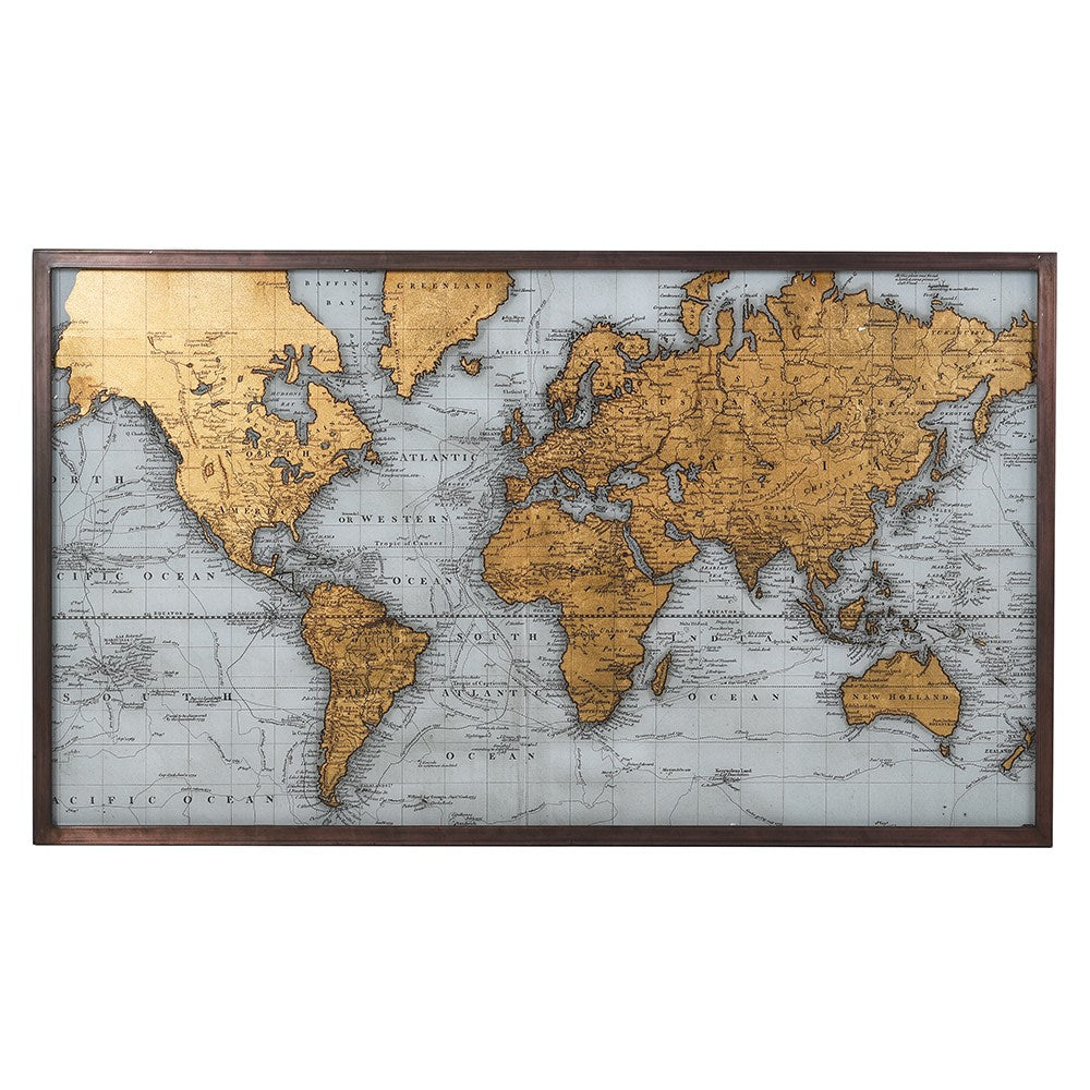 Vintage Style Gold Map 110cm