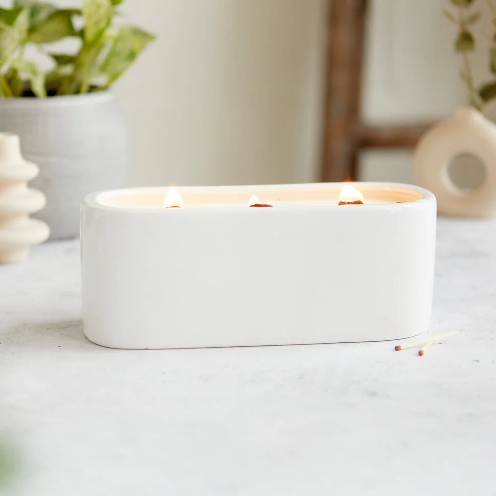 White Baguette Candle - Sandalwood and Musk