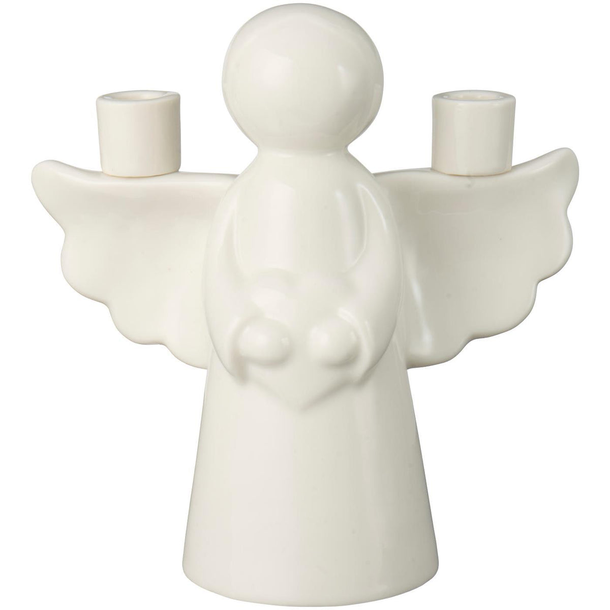 White Ceramic Angel Candle Holder for Taper Candles 17cm-B