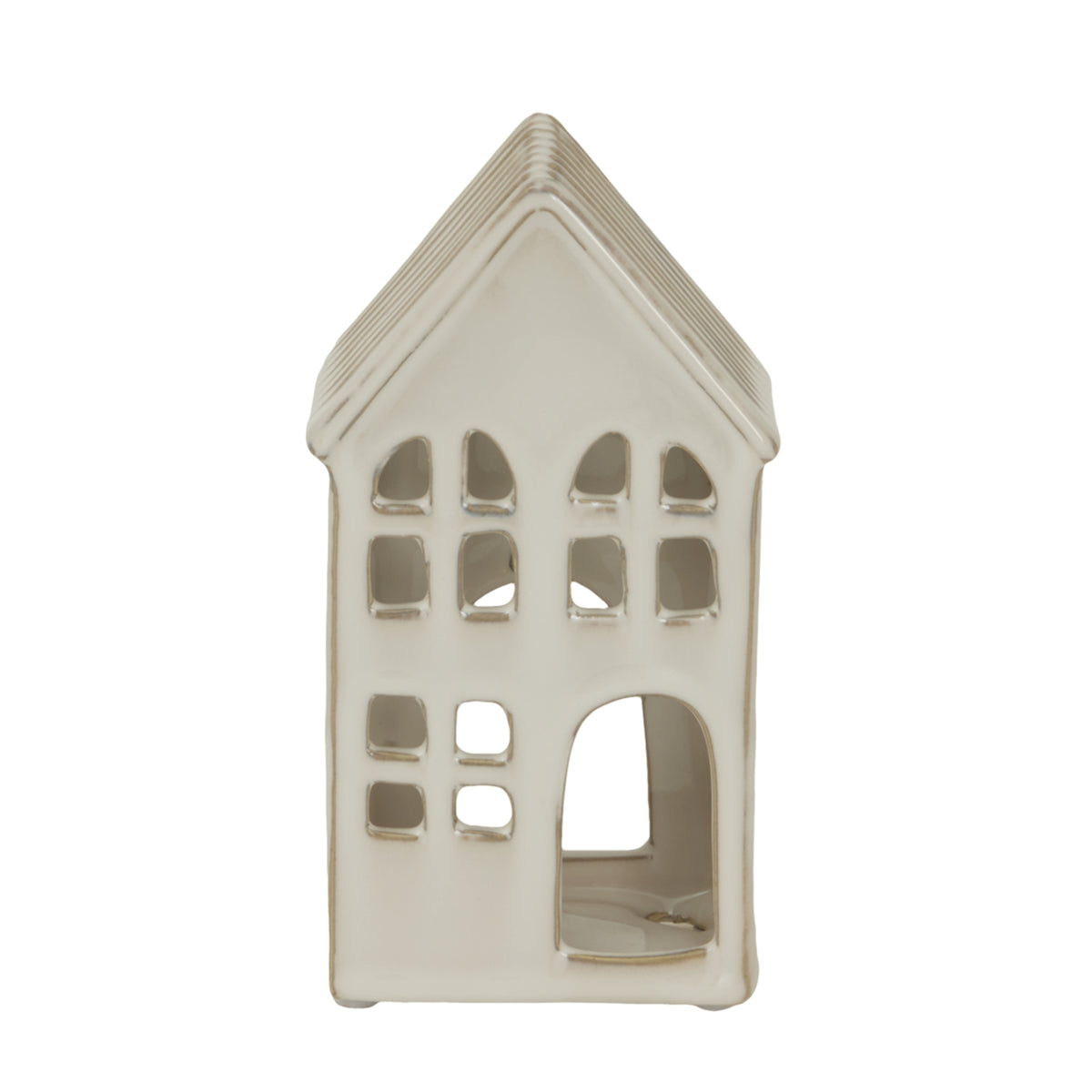 White Ceramic House Tea Light Holder - Size Choice-C
