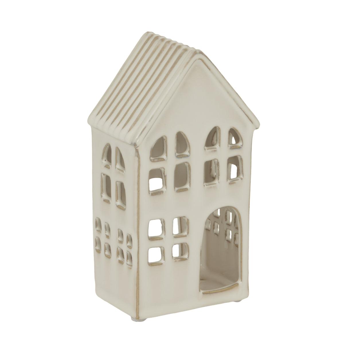 White Ceramic House Tea Light Holder - Size Choice-B