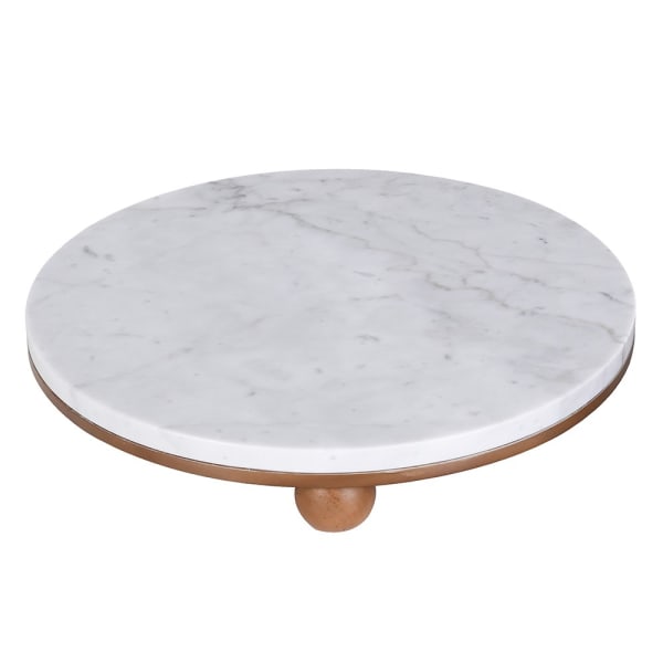 White Marble Tray with Ball Feet 40cm-B