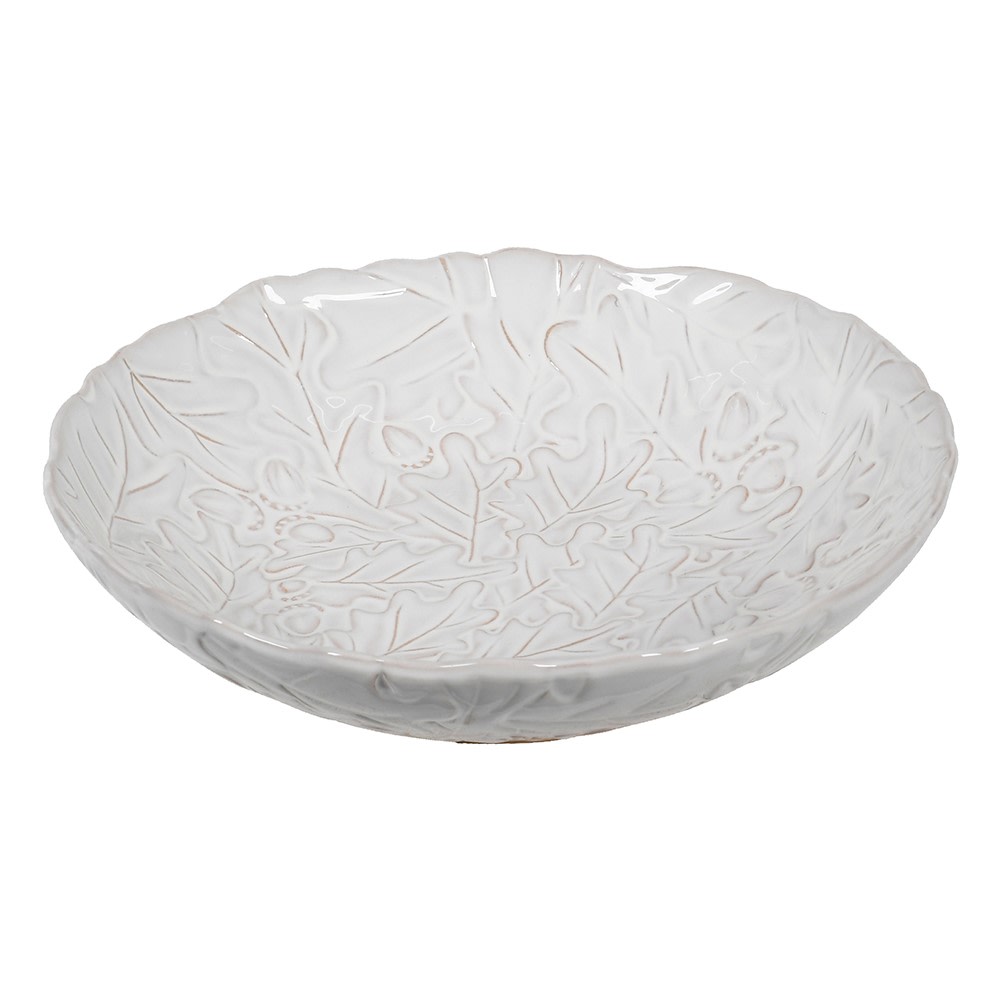 White Oak Leaf Ceramic Serving Bowl 31cm C