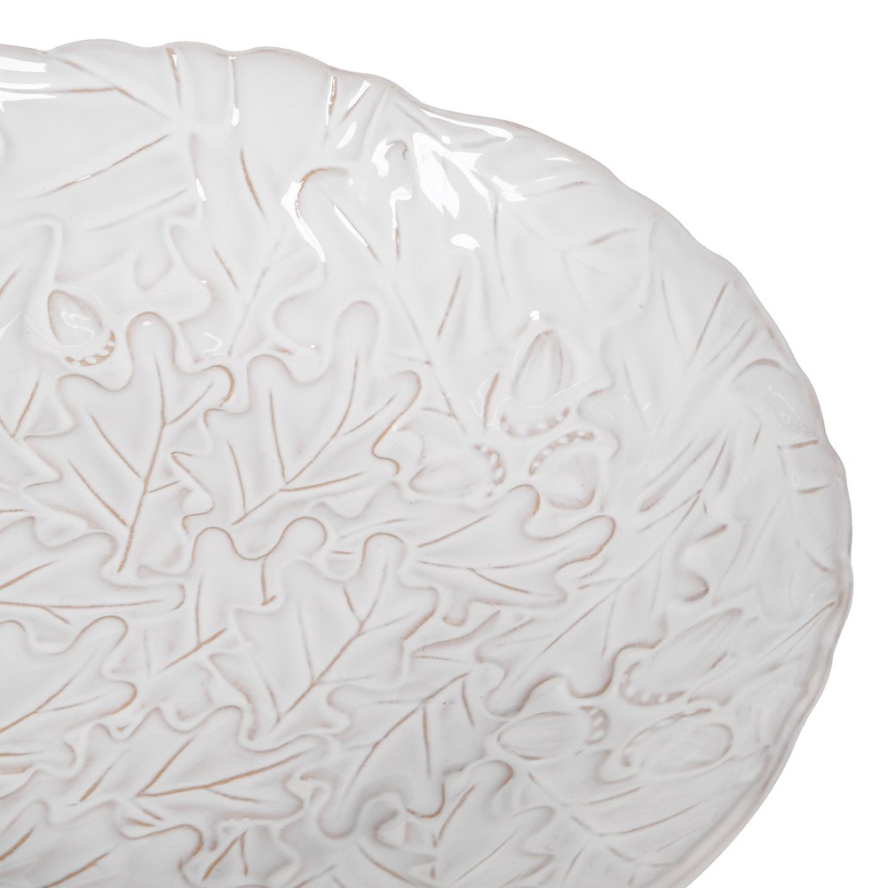 White Oak Leaf Ceramic Serving Bowl 31cm B