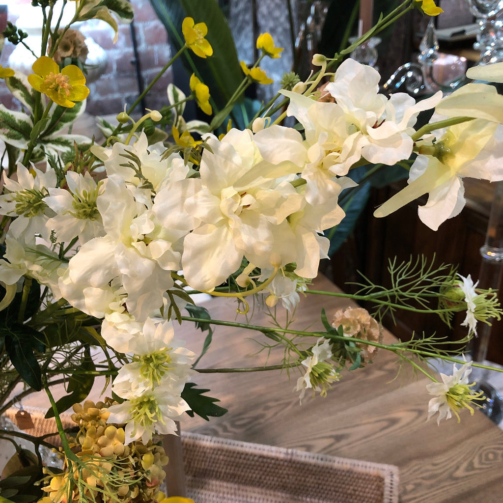 White Delphinium Spray with Leaves 90cm C