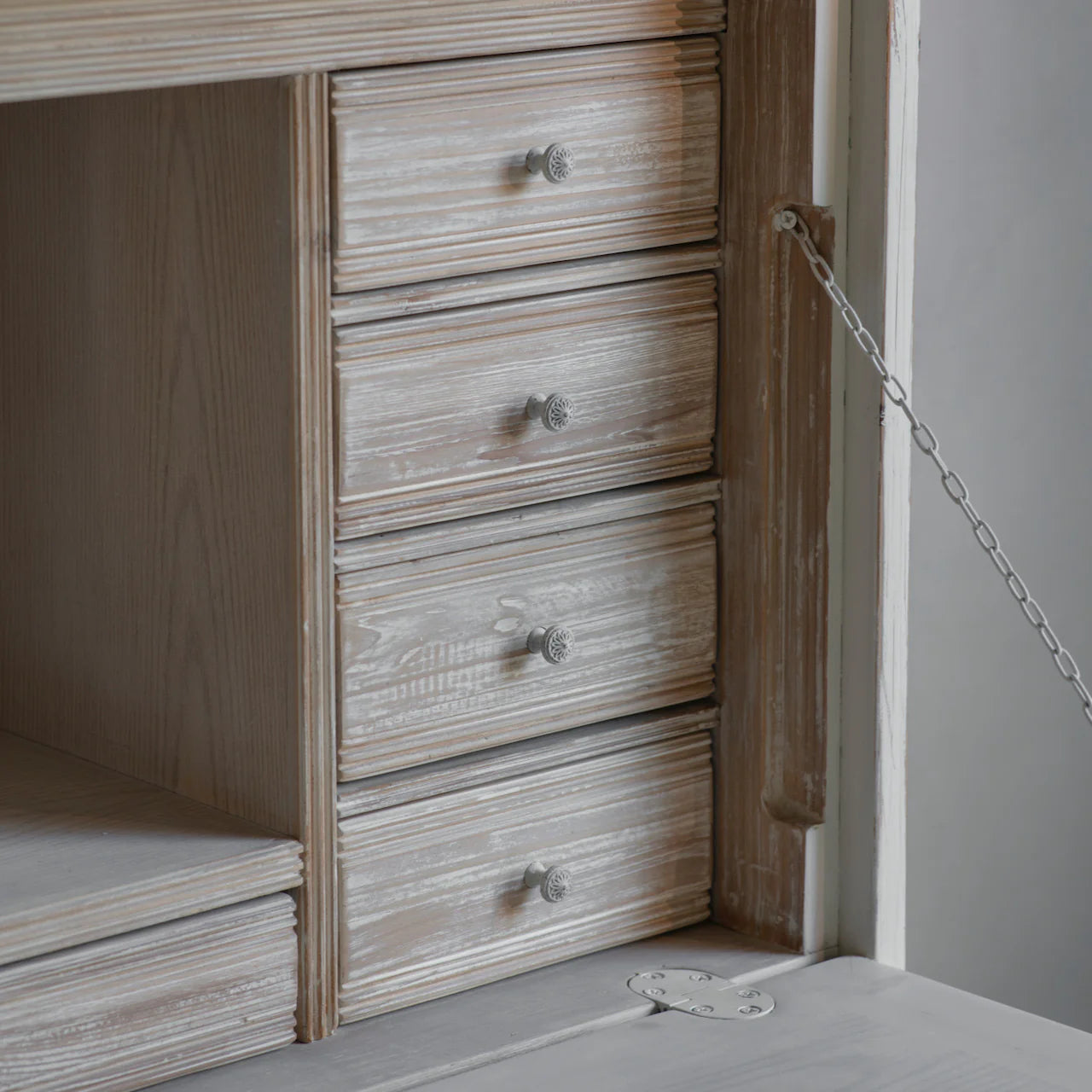 White Loumarin Distressed Secretary Desk 122cm