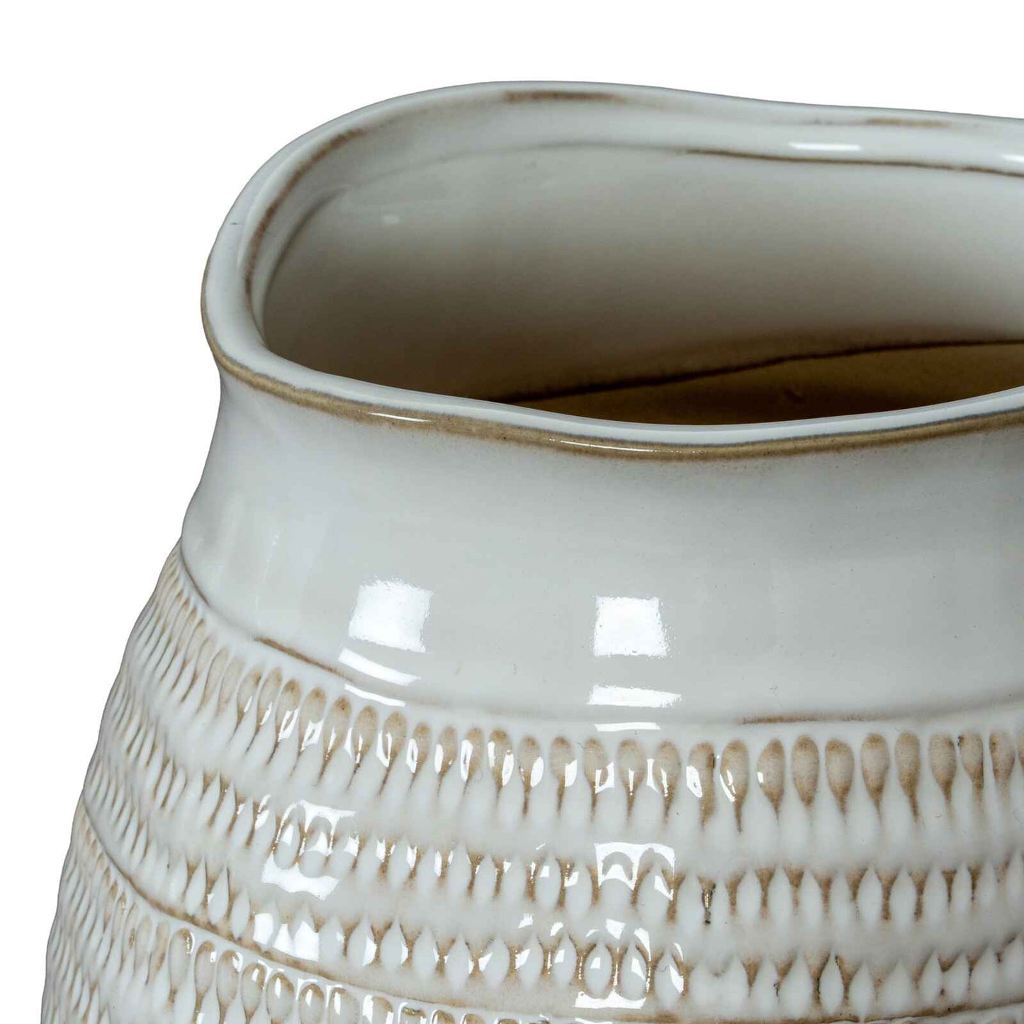Wide Hewn Glazed Ceramic Planter 26cm