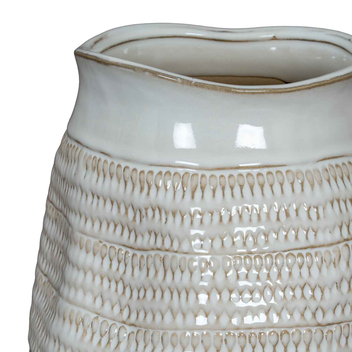 Wide Hewn Glazed Ceramic Planter 26cm