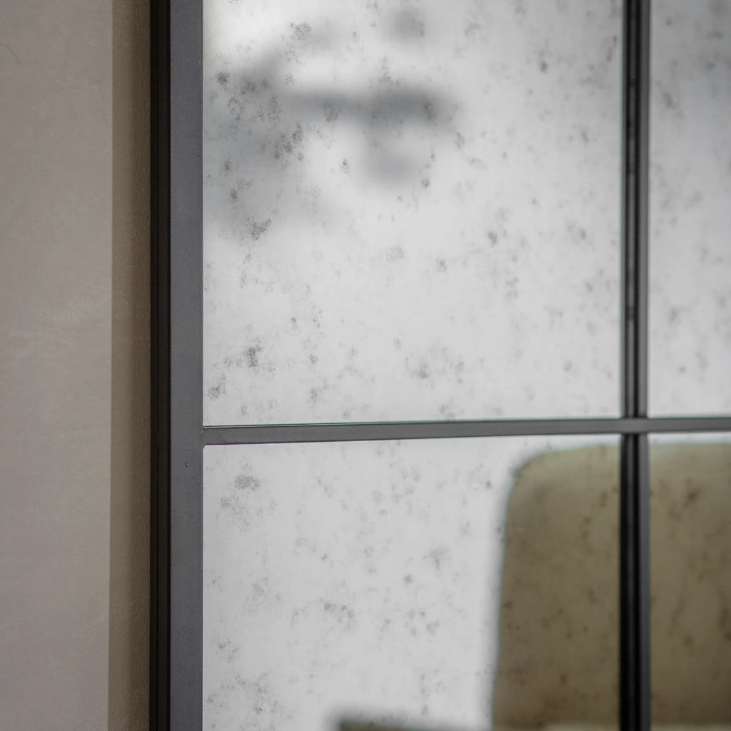 Wilton Antiqued Glass and Iron Window Mirror 184cm High