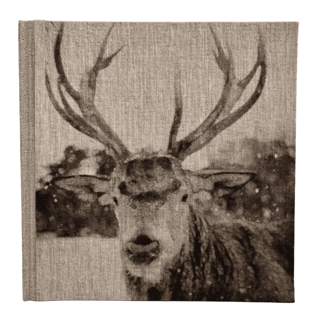 "Winter Deer" Handmade Linen Hardcover Notebook | Journal
