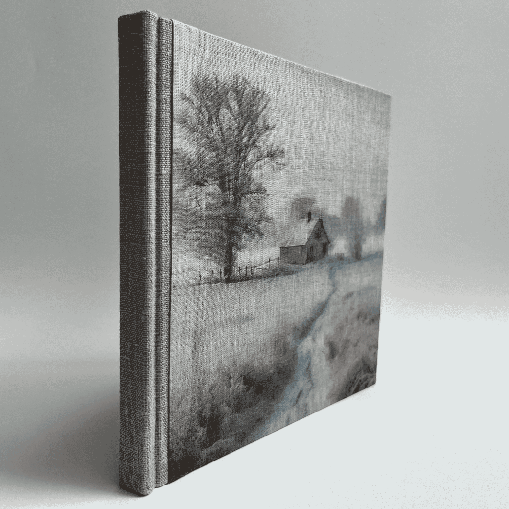 "Winter Hideaway" Handmade Linen Hardcover Notebook | Journal-B