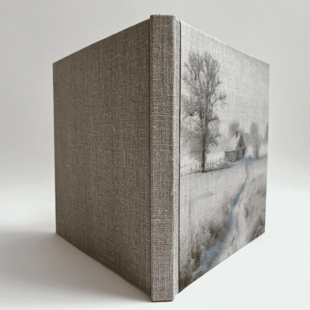 "Winter Hideaway" Handmade Linen Hardcover Notebook | Journal-C