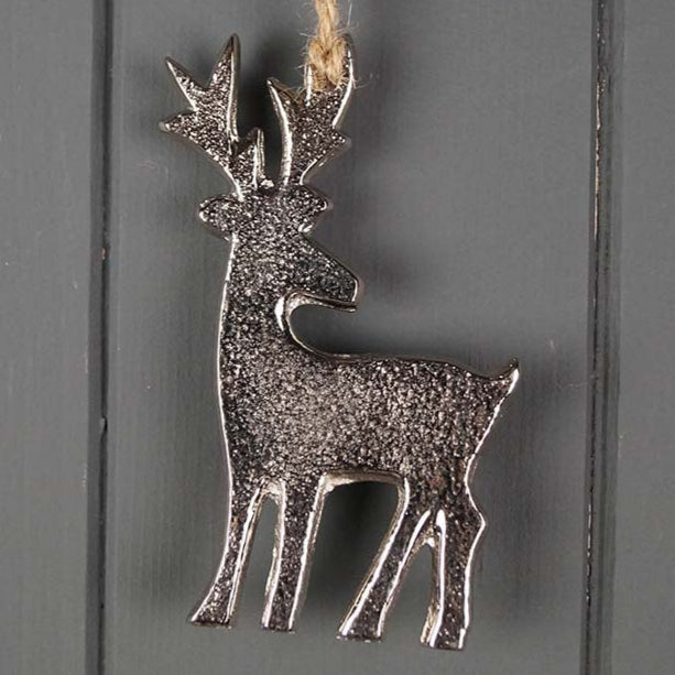 Silver Metal Hanging Reindeer 10cm | Annie Mo's