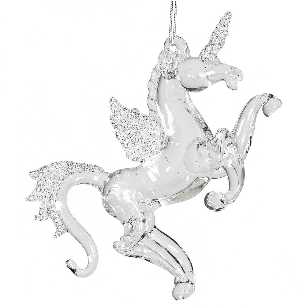 Glass Unicorn with Silver Glitter 11cm | Annie Mo's