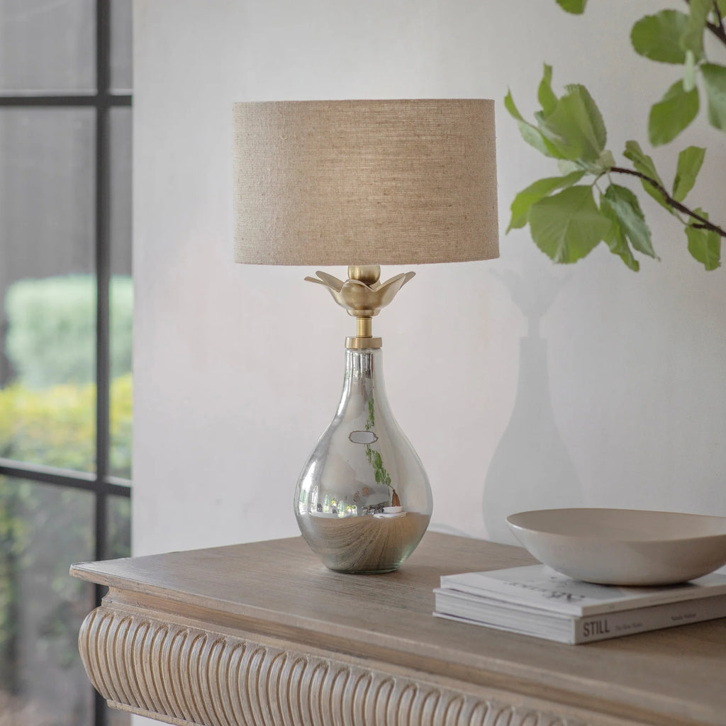 Claymore Mercury Glass Teardrop Lamp with Shade 52cm