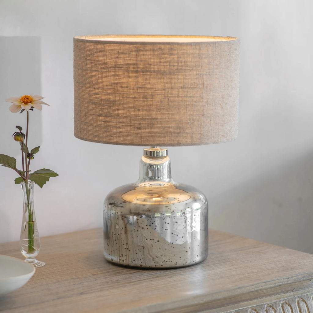 Squat Antiqued Glass with Shade 42cm