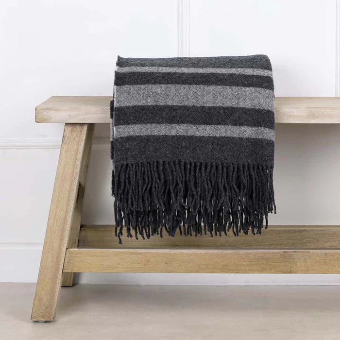 Anna Pure Wool Striped Throw 180cm